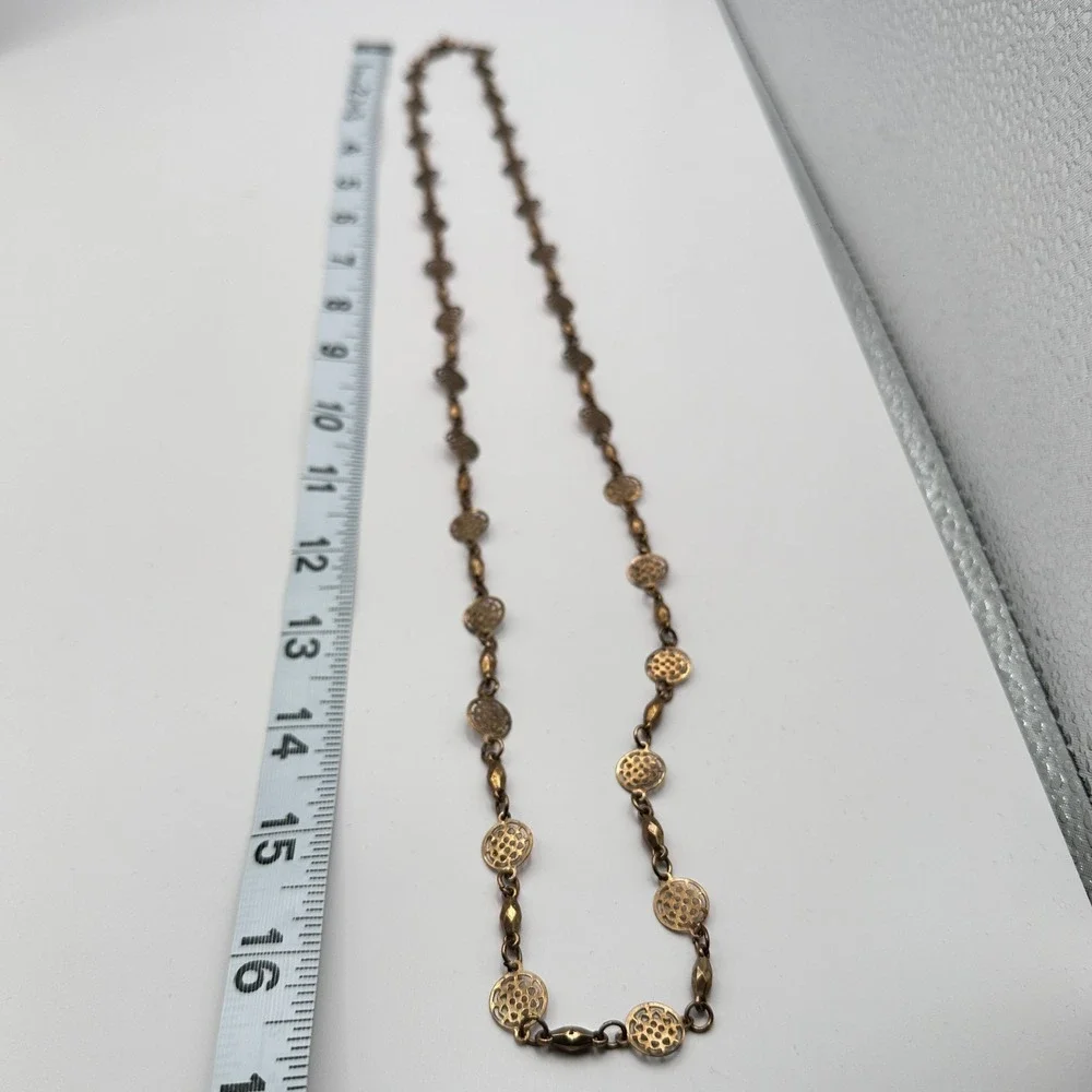 Vintage Y2K Filigree Disc Station Link Chain Necklace Women's Classic Jewelry